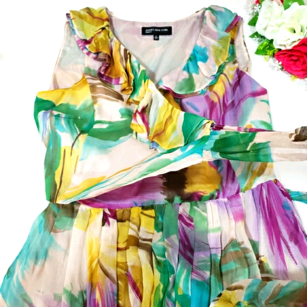 Jones New York Dress floral, 100% Silk - Picture 6 of 16